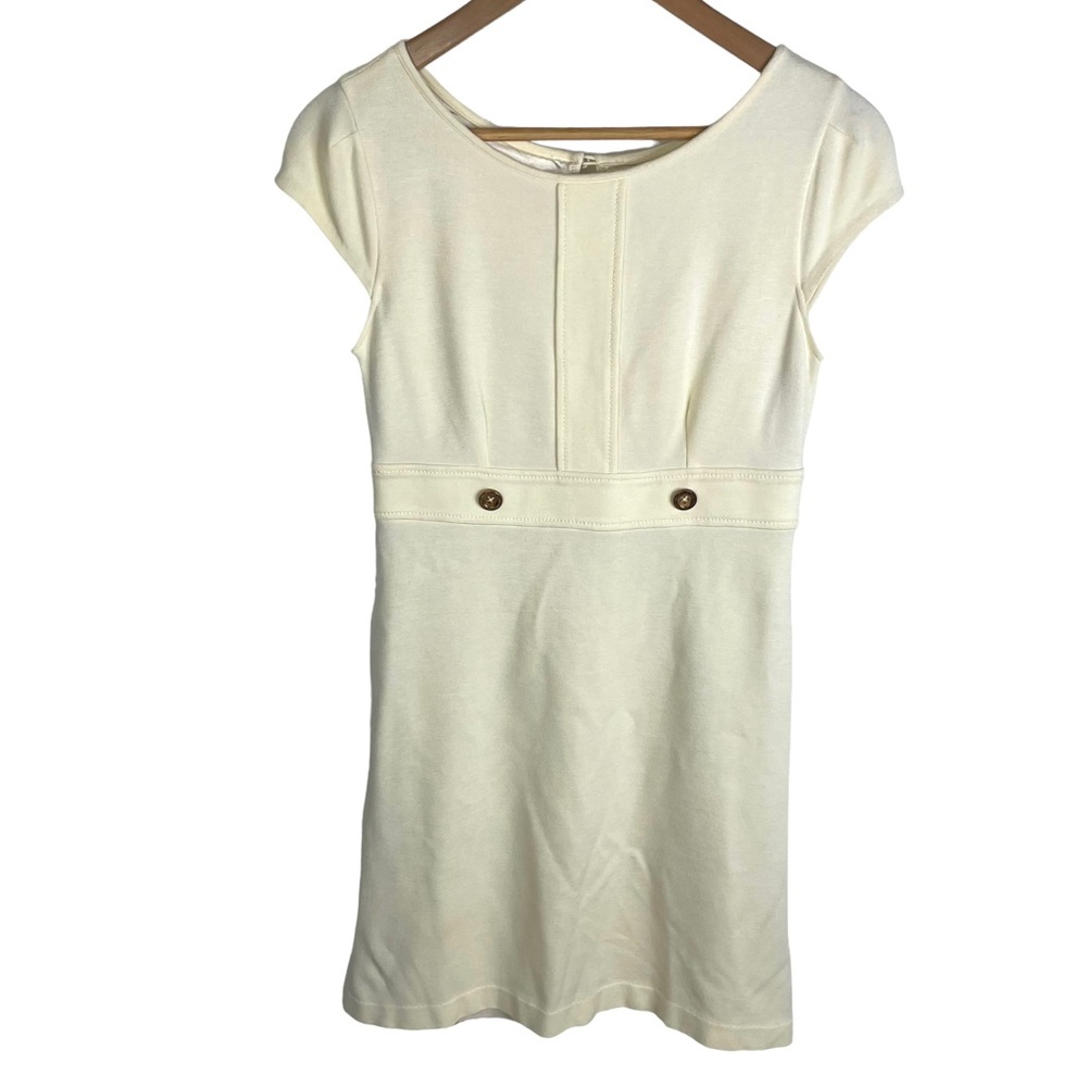 Lilly Pulitzer Sasha Ponte Knit Dress In Vanilla Cream button accents Size S